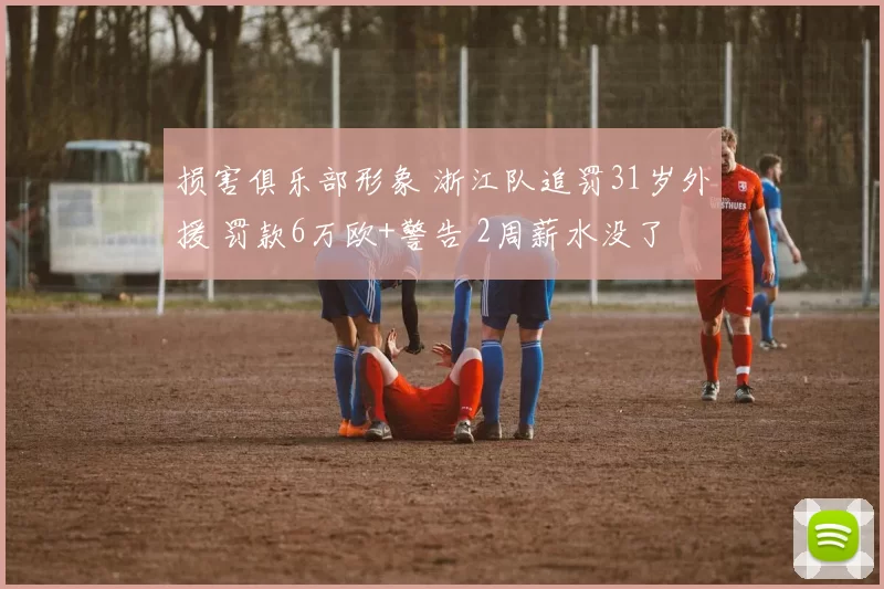 损害俱乐部形象 浙江队追罚31岁外援 罚款6万欧+警告 2周薪水没了